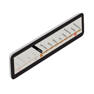 Graphic image of TEL stations on the Dynamic Route Map Display