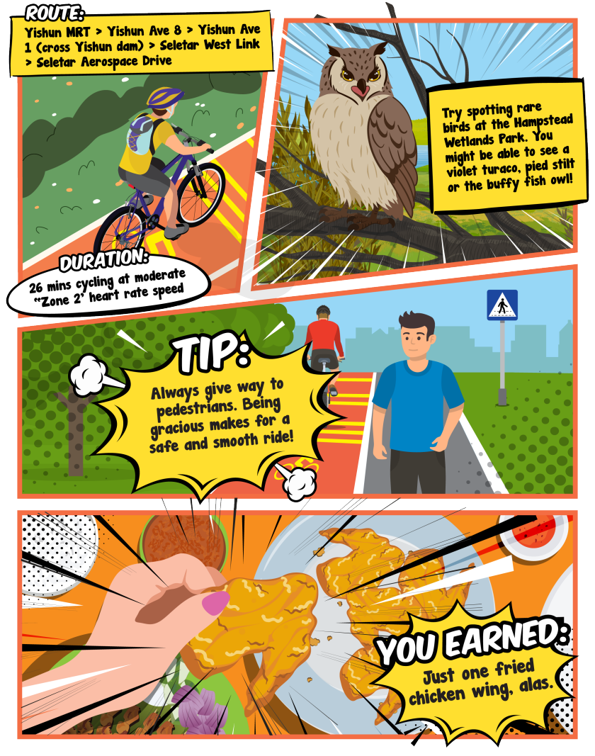 Foodie Destination 1: Boh Geh Uncle Canteen - comic strip featuring route from Yishun MRT station to Seletar Aerospace Drive