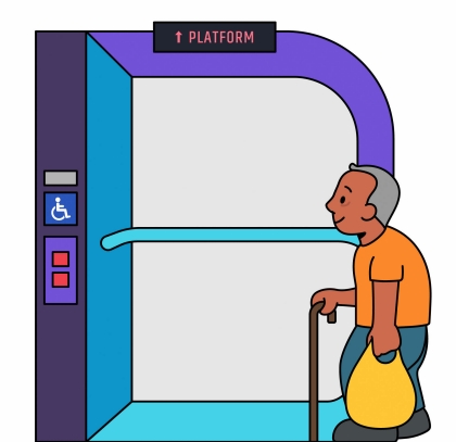 Graphic says B for Bulky Items? Take the lift