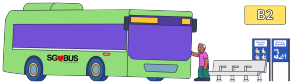 Graphic of a senior boarding a bus from the interchange