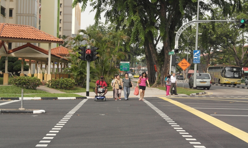 Image of green man crossing junction