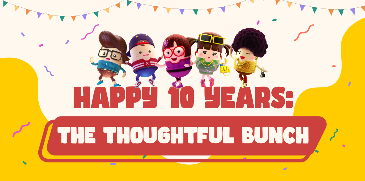 Hero image of Thoughtful Bunch characters celebrating their 10th anniversary